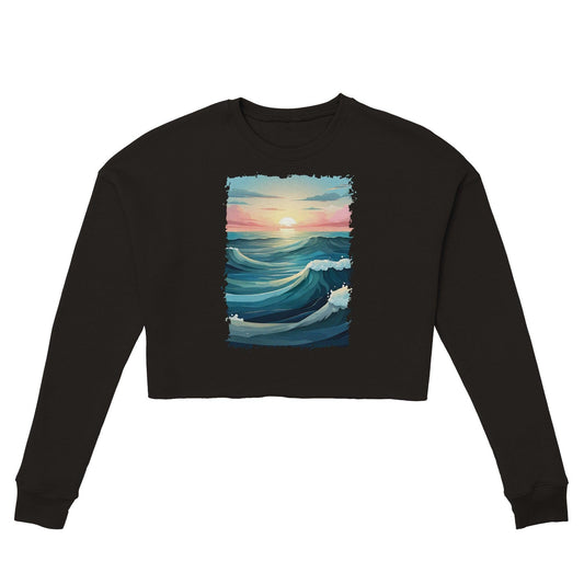 "Sunset Swells" Women's Cropped Sweatshirt - Wild Wisp Apparel