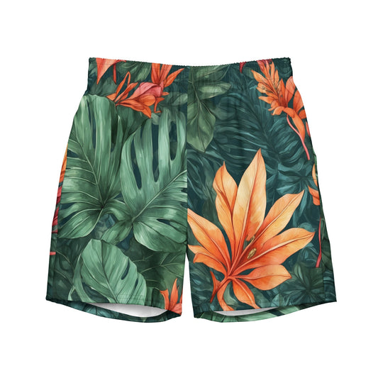 'Tropical Flora' Men's recycled swim trunks - Wild Wisp Apparel