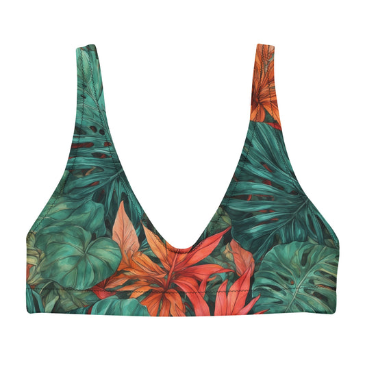 'Tropical Flora' Recycled padded bikini top - Wild Wisp Apparel