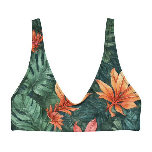 'Tropical Flora' Recycled padded bikini top - Wild Wisp Apparel