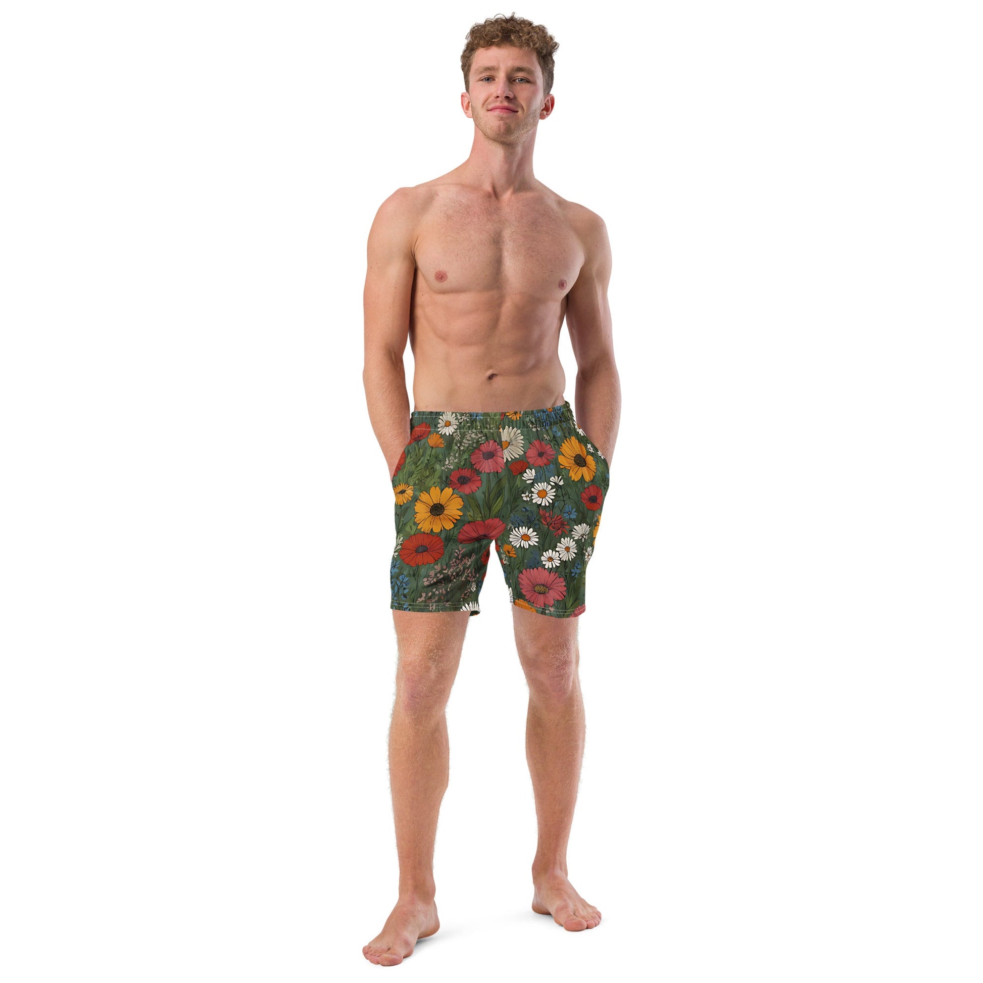 'Wildflower Meadows' Men's recycled swim trunks - Wild Wisp Apparel