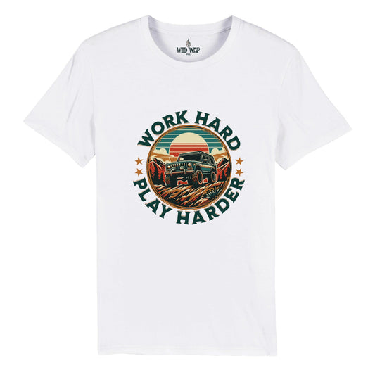 'Work Hard Play Harder' Organic Unisex Crewneck T-shirt - Wild Wisp Apparel